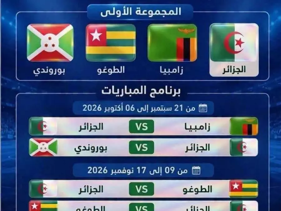 Qualifications CAN-2027 (3e-4e journées) : Algérie -Togo les 14 et 17 novembre prochains